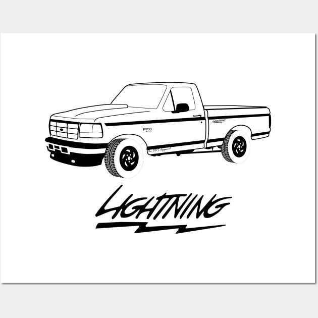 1992-1996 F150 Lightning Black Print Wall Art by The OBS Apparel